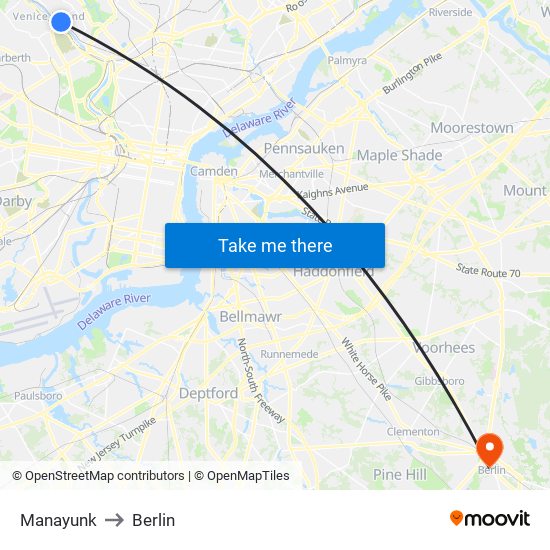 Manayunk to Berlin map