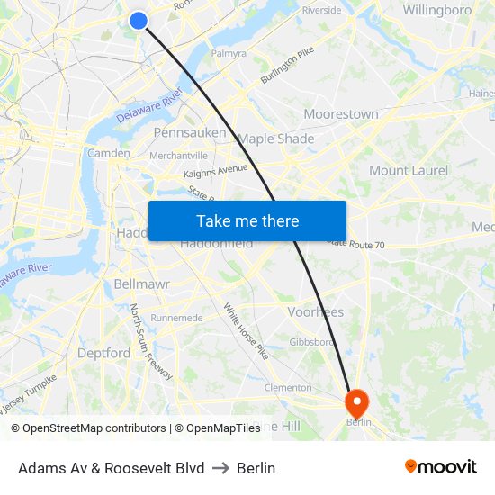 Adams Av & Roosevelt Blvd to Berlin map