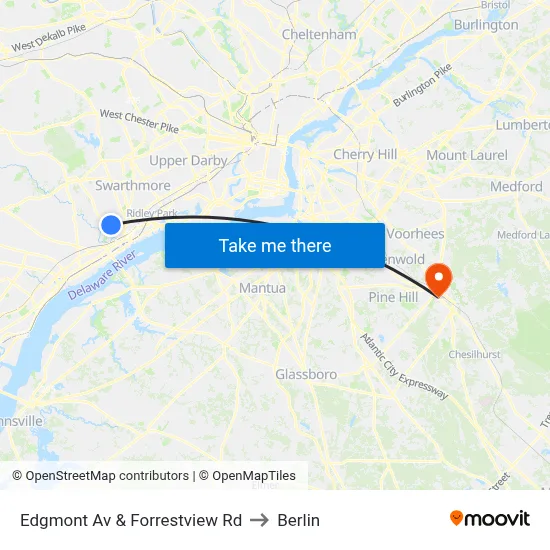 Edgmont Av & Forrestview Rd to Berlin map