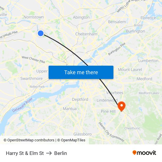 Harry St & Elm St to Berlin map