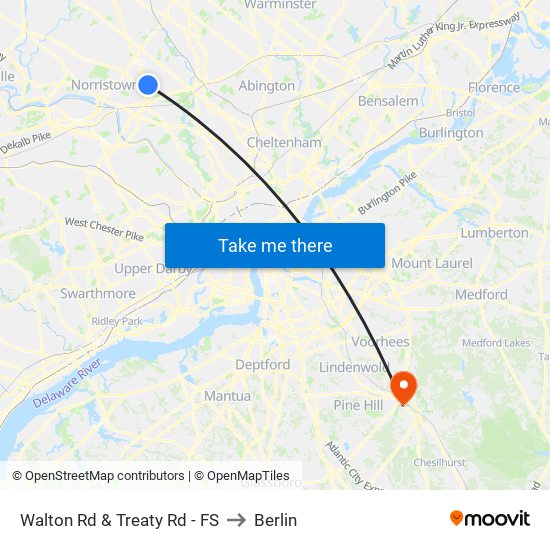 Walton Rd & Treaty Rd - FS to Berlin map