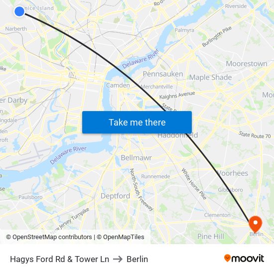 Hagys Ford Rd & Tower Ln to Berlin map