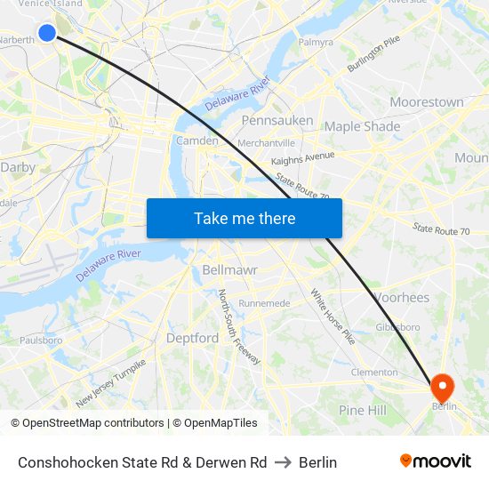 Conshohocken State Rd & Derwen Rd to Berlin map