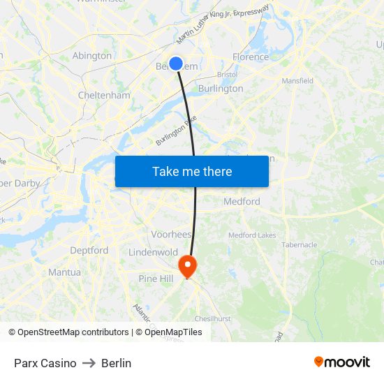 Parx Casino to Berlin map