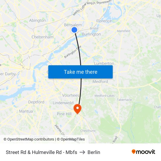 Street Rd & Hulmeville Rd - Mbfs to Berlin map