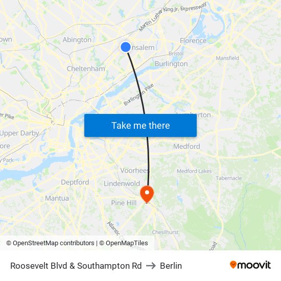 Roosevelt Blvd & Southampton Rd to Berlin map