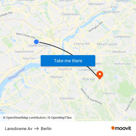 Lansdowne Av to Berlin map