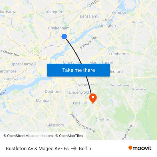 Bustleton Av & Magee Av - Fs to Berlin map