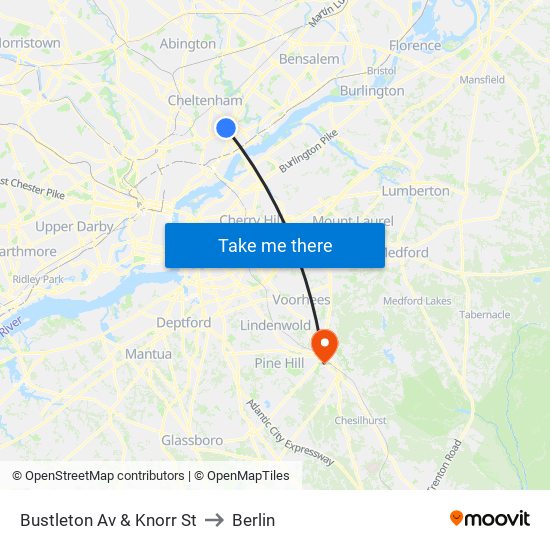 Bustleton Av & Knorr St to Berlin map