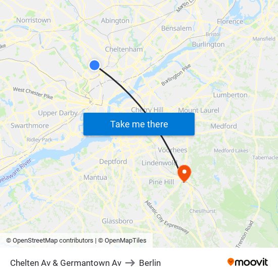 Chelten Av & Germantown Av to Berlin map