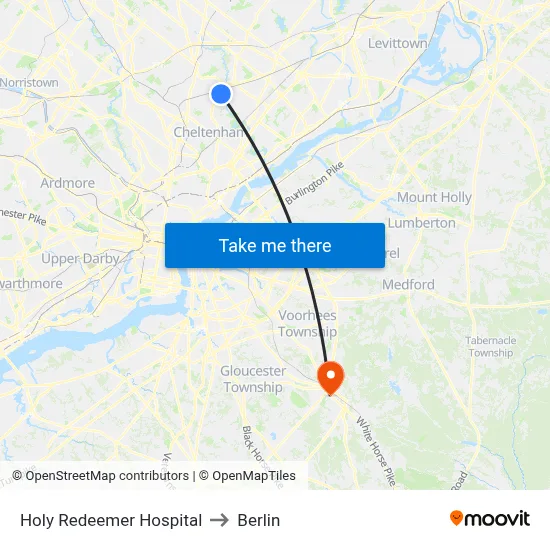 Holy Redeemer Hospital to Berlin map