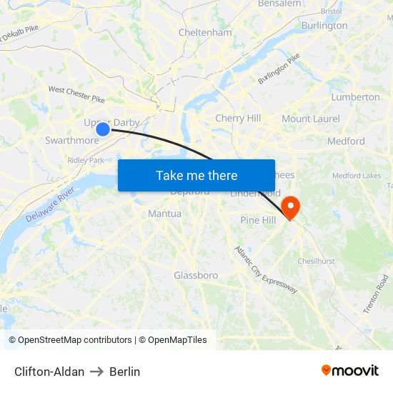 Clifton-Aldan to Berlin map