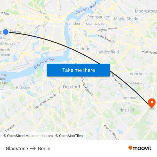 Gladstone to Berlin map