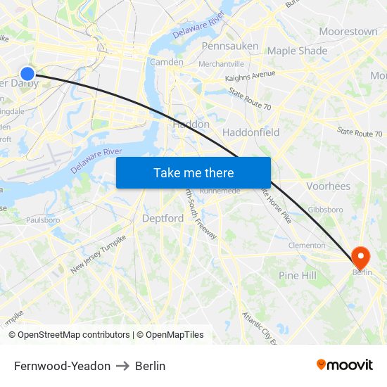 Fernwood-Yeadon to Berlin map