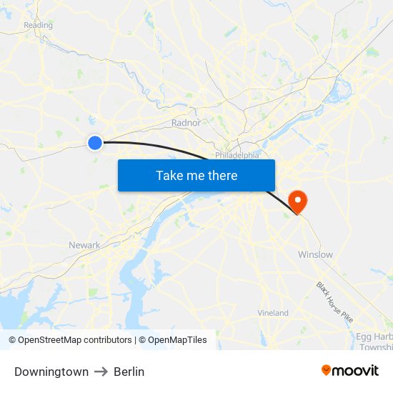 Downingtown to Berlin map
