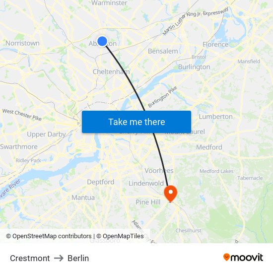 Crestmont to Berlin map