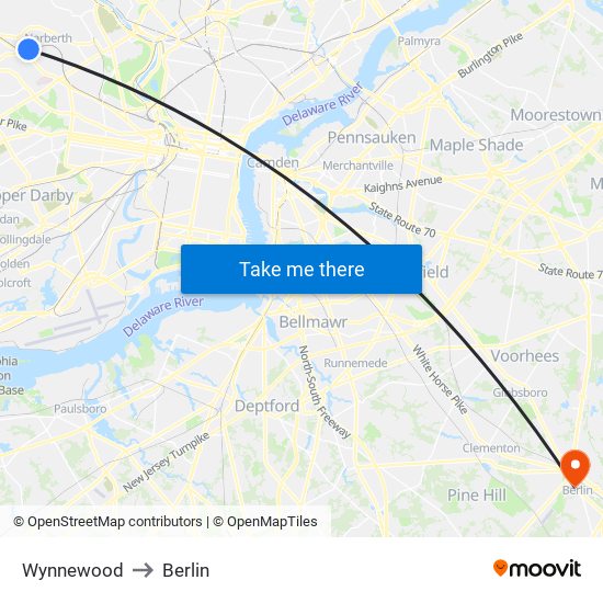 Wynnewood to Berlin map