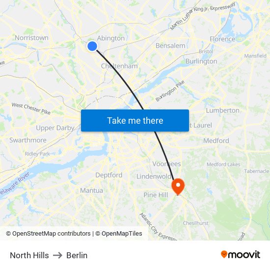 North Hills to Berlin map