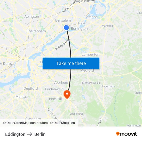 Eddington to Berlin map