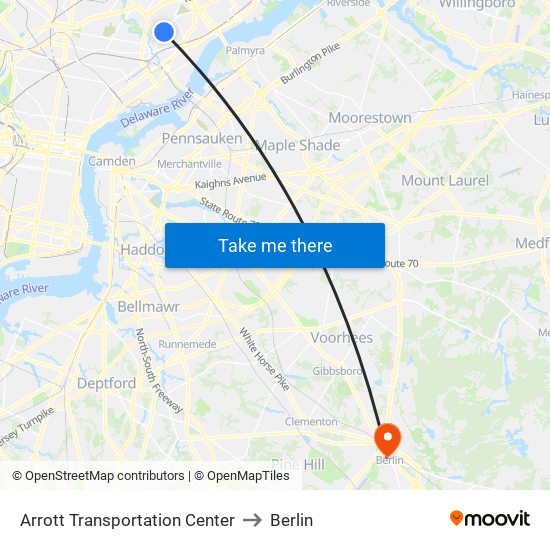 Arrott Transportation Center to Berlin map