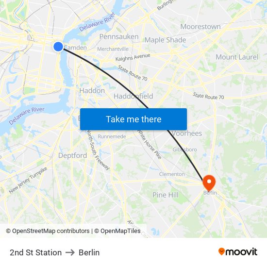 2nd St Station to Berlin map