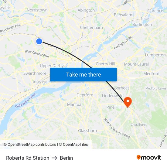 Roberts Rd Station to Berlin map