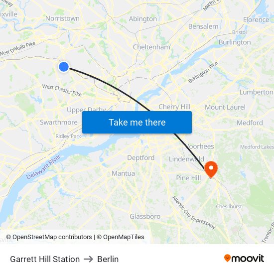 Garrett Hill Station to Berlin map