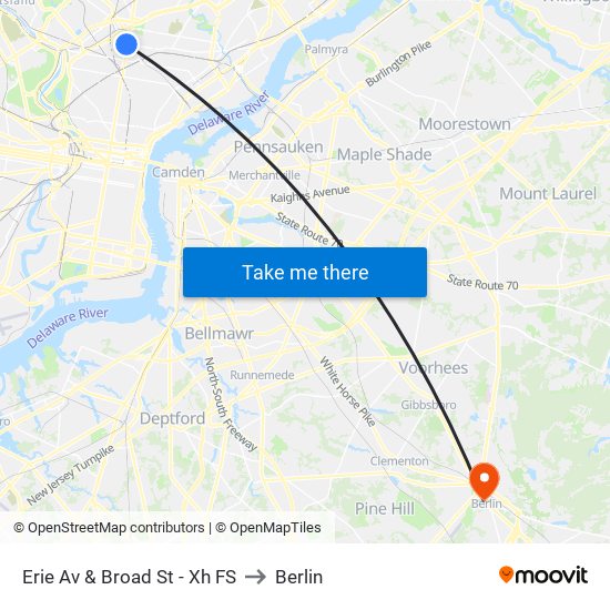 Erie Av & Broad St - Xh FS to Berlin map