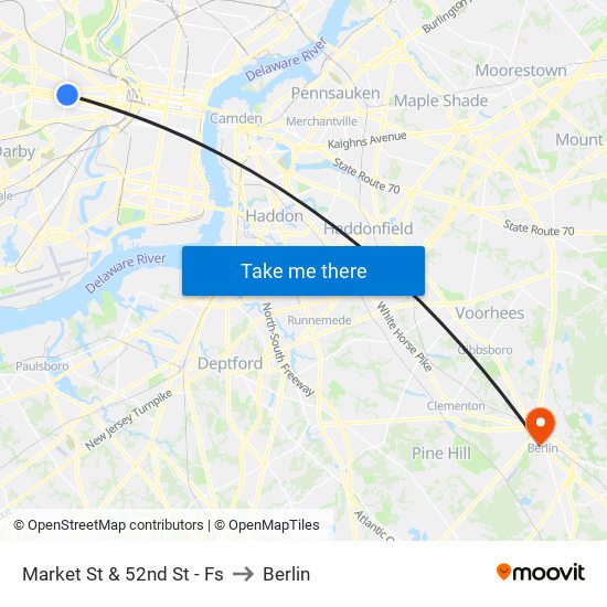 Market St & 52nd St - Fs to Berlin map