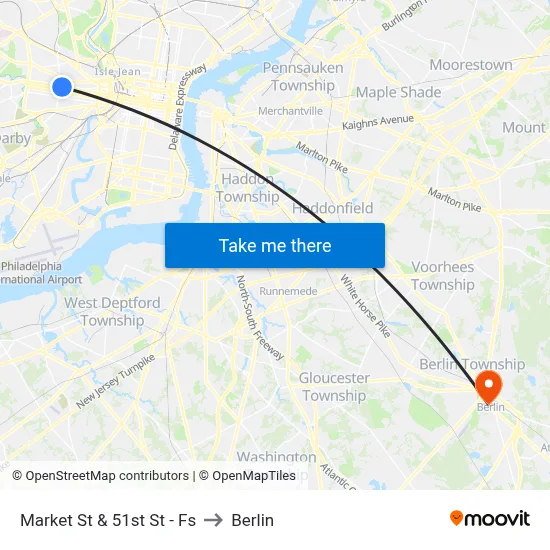 Market St & 51st St - Fs to Berlin map