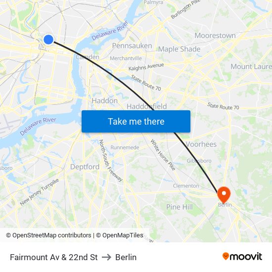 Fairmount Av & 22nd St to Berlin map