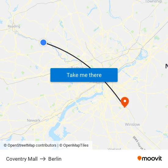Coventry Mall to Berlin map