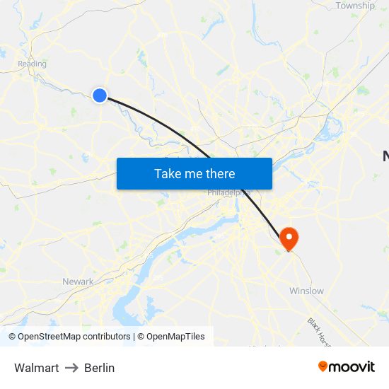 Walmart to Berlin map