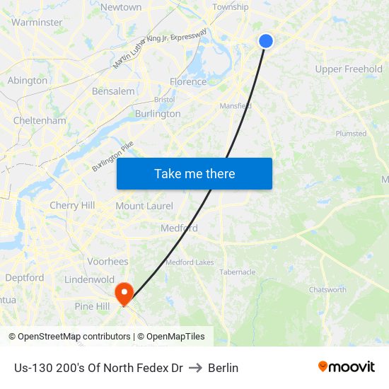 Us-130 200's Of North Fedex Dr to Berlin map