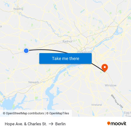 Hope Ave. & Charles St. to Berlin map