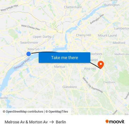 Melrose Av & Morton Av to Berlin map