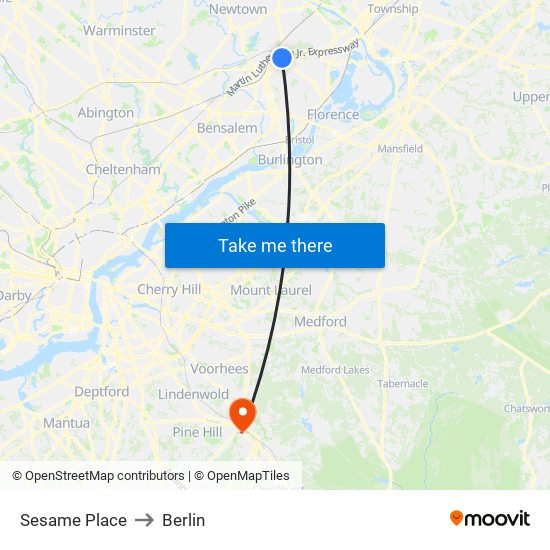 Sesame Place to Berlin map