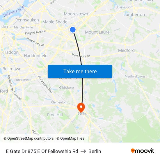 E Gate Dr 875'E Of Fellowship Rd to Berlin map