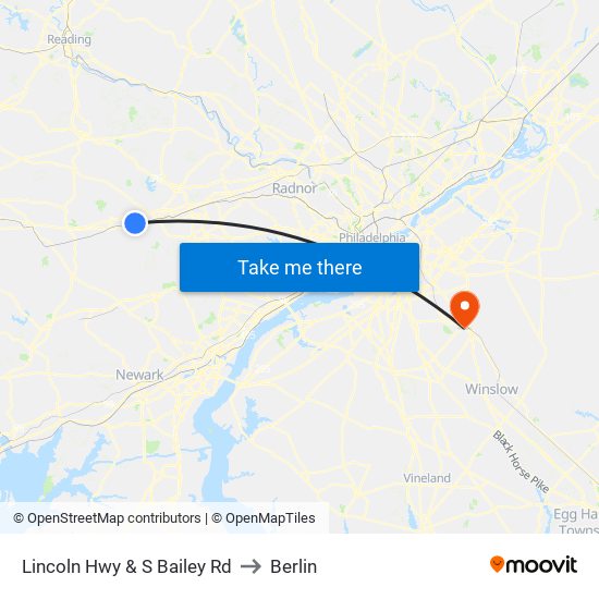 Lincoln Hwy & S Bailey Rd to Berlin map