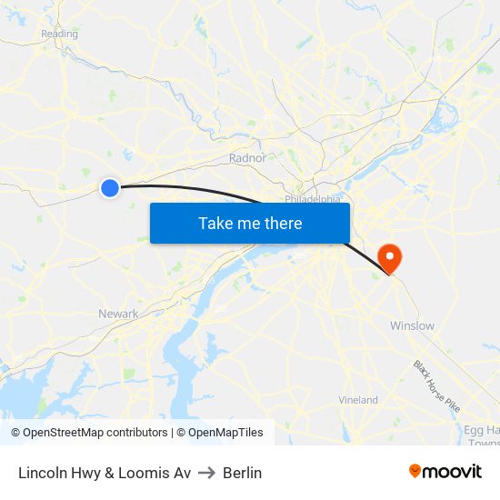 Lincoln Hwy & Loomis Av to Berlin map