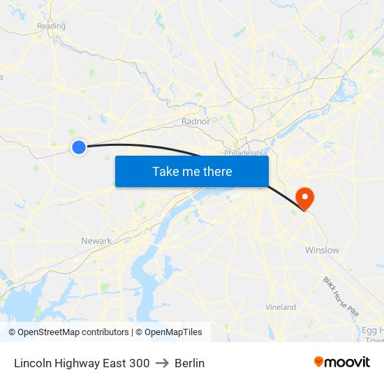 Lincoln Highway East 300 to Berlin map