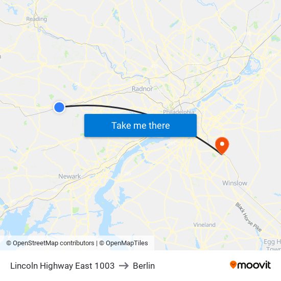 Lincoln Highway East 1003 to Berlin map