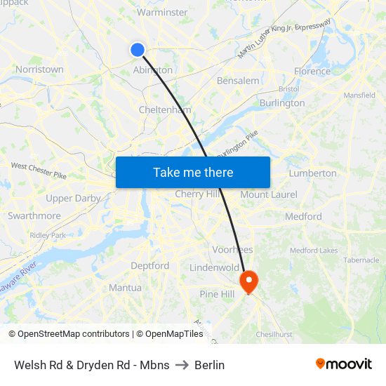 Welsh Rd & Dryden Rd - Mbns to Berlin map