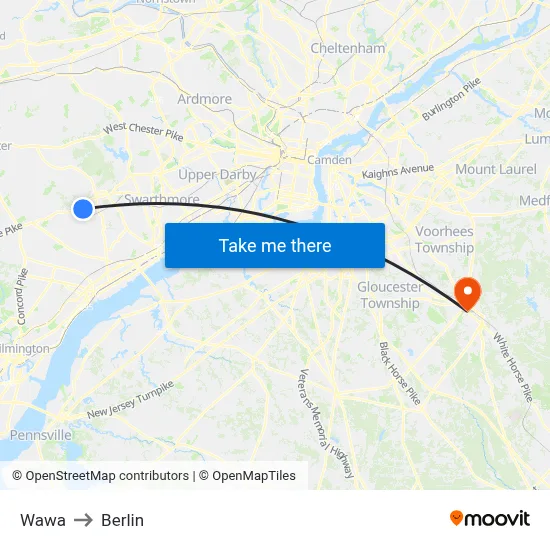 Wawa to Berlin map
