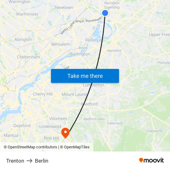 Trenton to Berlin map