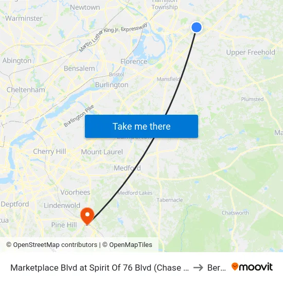 Marketplace Blvd at Spirit Of 76 Blvd (Chase Bank) to Berlin map