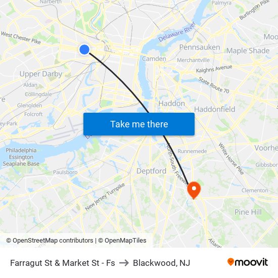 Farragut St & Market St - Fs to Blackwood, NJ map