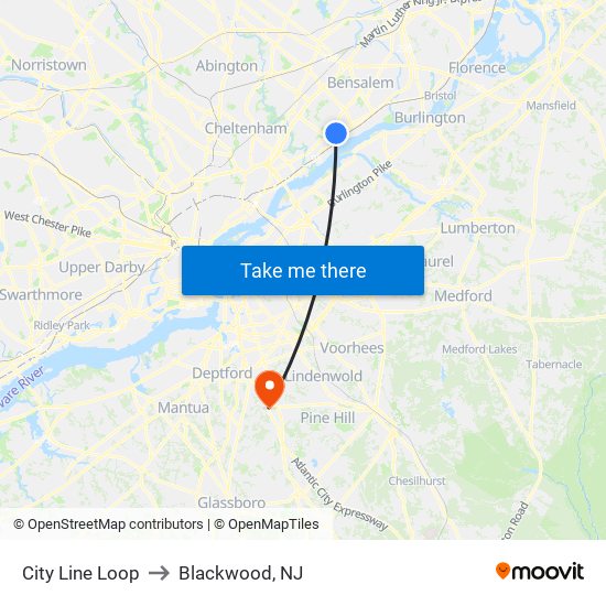 City Line Loop to Blackwood, NJ map