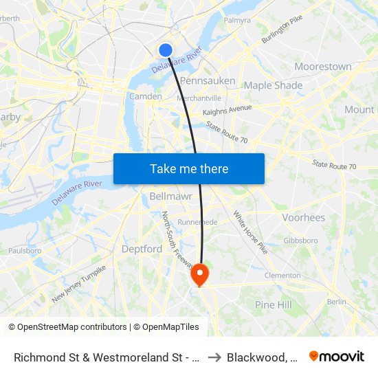 Richmond St & Westmoreland St - FS to Blackwood, NJ map