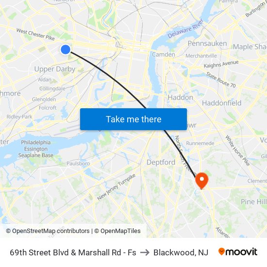 69th Street Blvd & Marshall Rd - Fs to Blackwood, NJ map